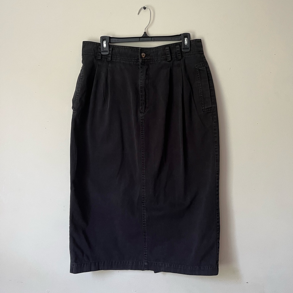 Vintage Black Denim Midi Skirt
